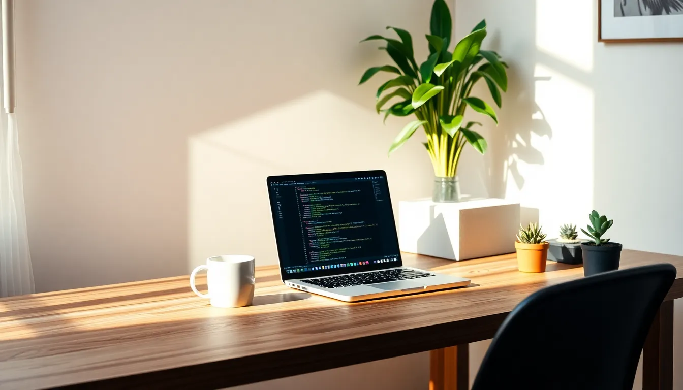 미래형 노트북과 사용자 인터페이스 이미지