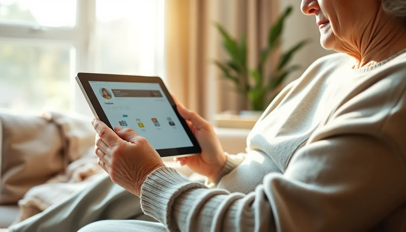 스마트폰을 사용하는 어르신