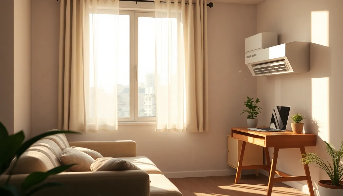 시원하게 냉방 중인 10평 원룸 에어컨