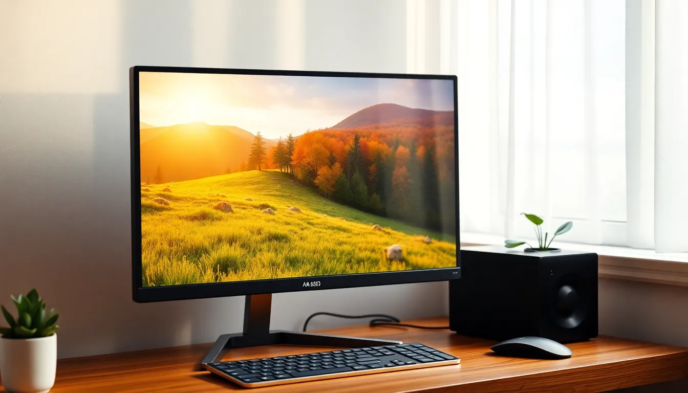 27인치 4K 모니터의 다양한 포트와 깔끔한 데스크 셋업 이미지
