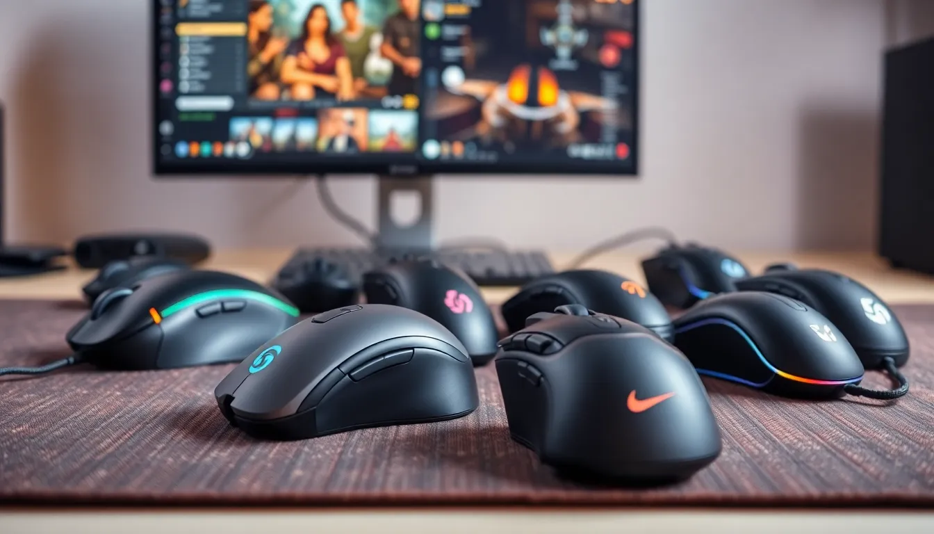게이밍 마우스와 키보드가 놓인 데스크톱 환경