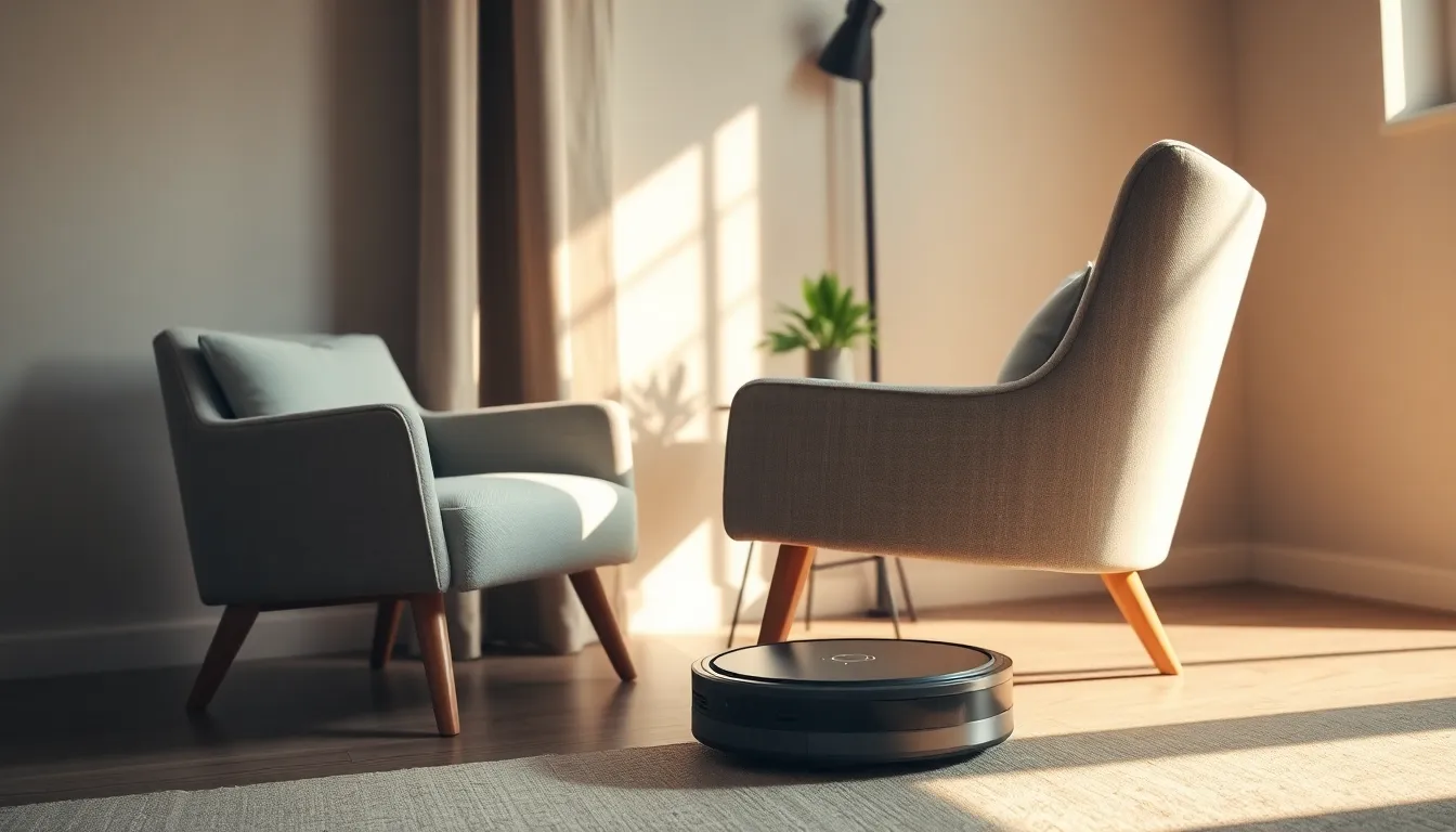 로봇청소기가 집안을 청소하는 모습